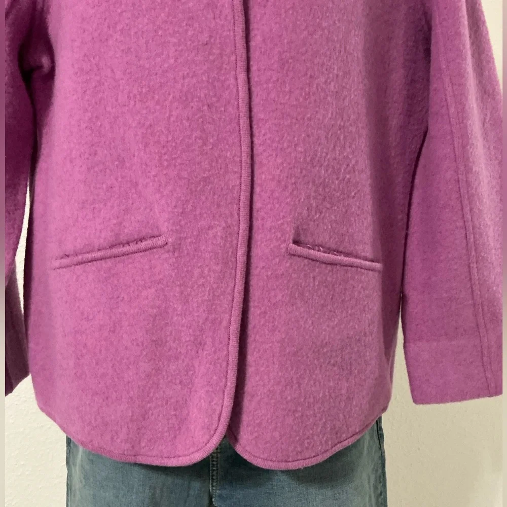 EUC Eileen Fisher Lambswool Cotton Single Button Lilac/Purple Jacket L
